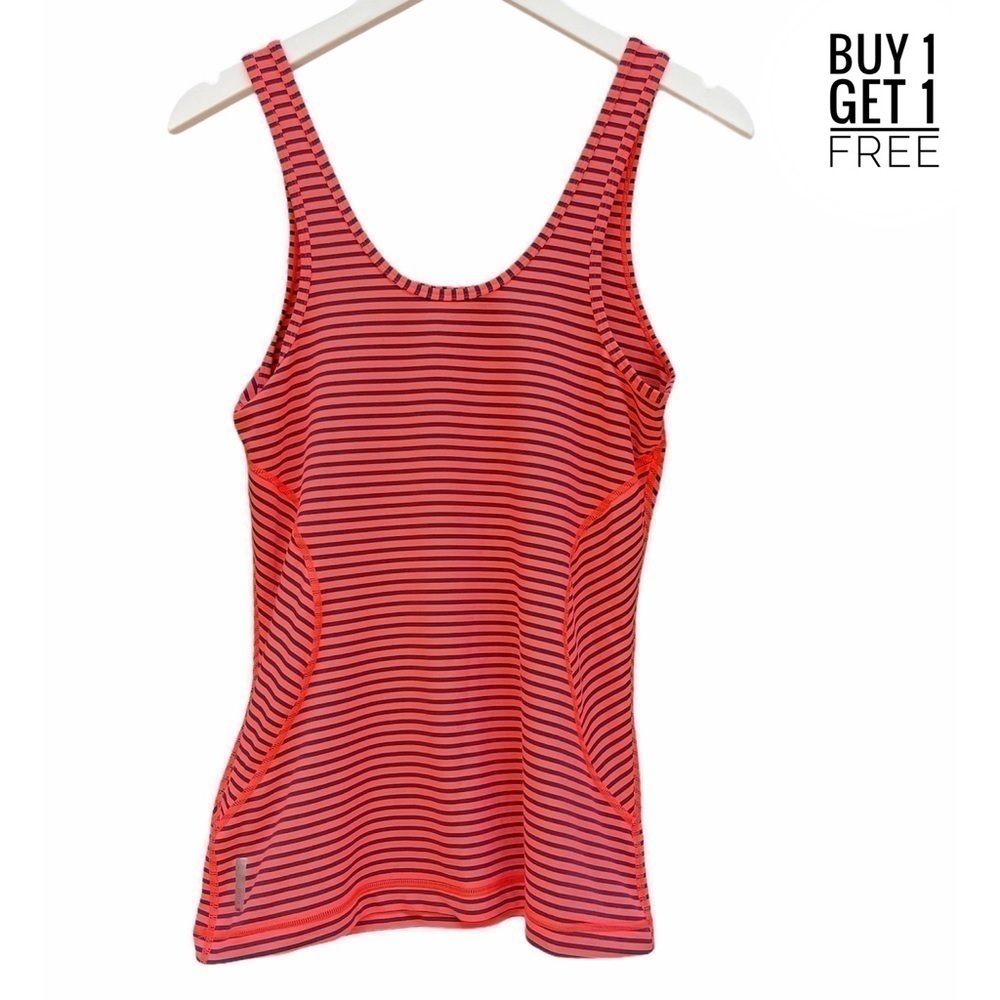 Zella Coral / Navy Stripe Racerback Tank Large